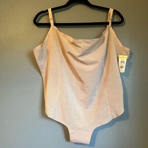 NWT Skims Sz 4X Womens Plus Clay Nude Light Hold Thong Bodysuit Intimates Rt $78